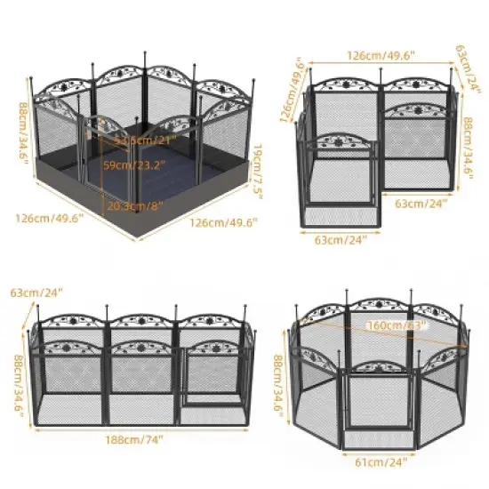 8 Panels Heavy Duty Metal Dog Playpen Pen Pet Whelping Playpen Cage with Waterproof Fertility Mat for Indoor Outdoor Garden Puppy Play Exercise image {3}