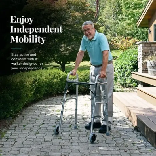 MedicalKingusa Walkers for Seniors - Folding Walker with Front Wheels, Adjustable Height, Lightweight Aluminum, Supports Up to 350 Pounds image {5}