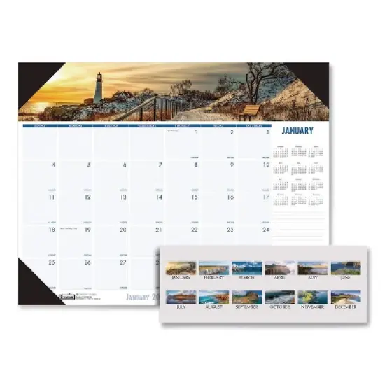 House of Doolittle Earthscapes Recycled Monthly Desk Pad Calendar Coastlines Photos 12-Month January 2026 to December 2026 Black Binding image {4}