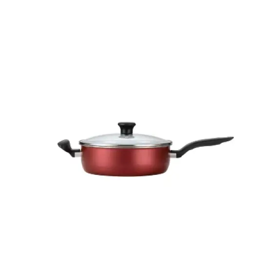 T-fal 18pc Initiatives Nonstick Cookware Set Red: Tempered Glass Lids, Stay-Cool Handles, Dishwasher & Oven Safe image {4}