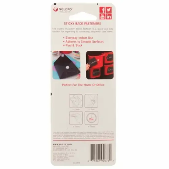 VELCRO&reg; Sticky Back&trade; Strips, 3/4" x 3-1/2", White, 4 Per Pack, 6 Packs image {2}