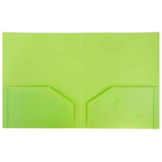 JAM 6pk 2 Pocket Heavy Duty Plastic Folders - Lime Green image {2}