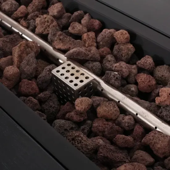 GDFStudio JasmineOutdoor 50,000 BTU Rectangular Fire Pit with Tank Holder, Brushed Black image {5}