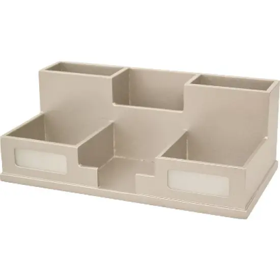 Victor Technology Wood Desk Organizer with Smart Phone Holder Classic Silver 5.5"" x 10.4"" x 3.5"" image {2}