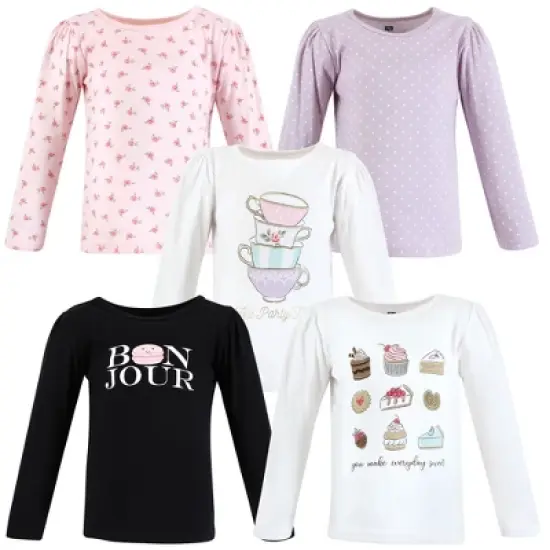 Hudson Baby Infant and Toddler Girl Long Sleeve T-Shirts, Bakery Tea Party image {7}