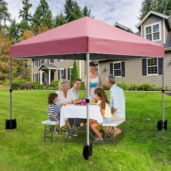 10 x 10 Pop Up Canopy, Beach Tent 3 Adjustable Heights, Easy Up Sun Shade w/ Wheeled Carry Bag, Outdoor Portable Shelter for Events, Parties, Camping image {8}