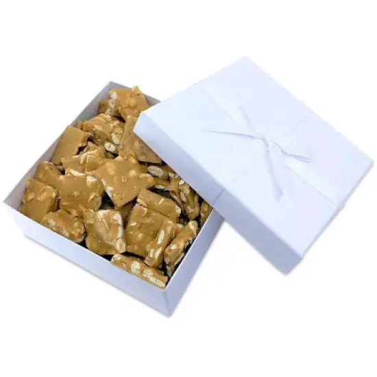 Peanut Brittle White Gift Box by It's Delish- Handmade Old-Fashioned Style | Beautiful & Delicious Square Cut Pieces 16 Oz image {6}