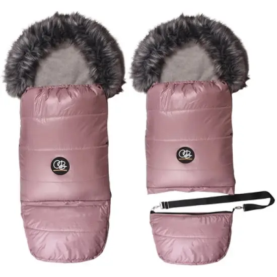 Cover Baby 0-3 Years Organic Premium Gray Wool Adjustable Footmuff in Pastel Pink image {10}