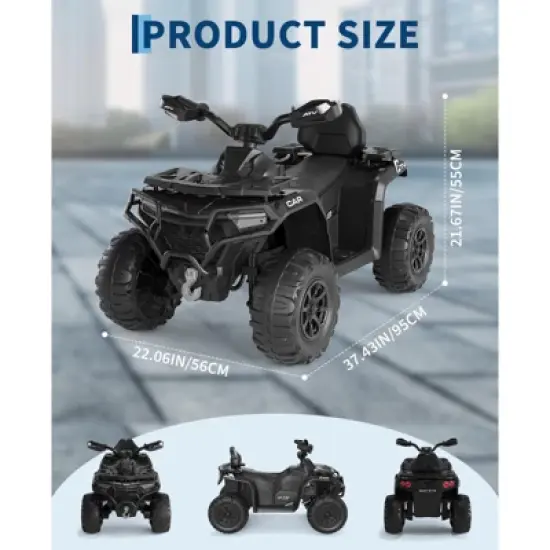 12V Kids Ride on ATV Car with Remote Control, Dual 35w Motors, 4-Wheel Suspension, LED Lights, Music, Off-Road 4 Wheeler for Boys Girls image {2}