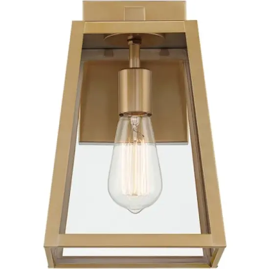 John Timberland Arrington Modern Outdoor Wall Light Fixtures Set of 2 Soft Gold Metal 13" Clear Glass for Post Exterior Barn Deck House Porch Yard image {3}