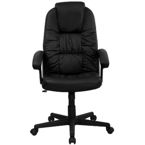 Flash Furniture Hansel High Back Black LeatherSoft Executive Swivel Office Chair with Arms image {8}
