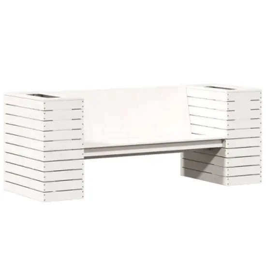 vidaXL Planter Bench White Solid pine wood Medium Planters image {10}