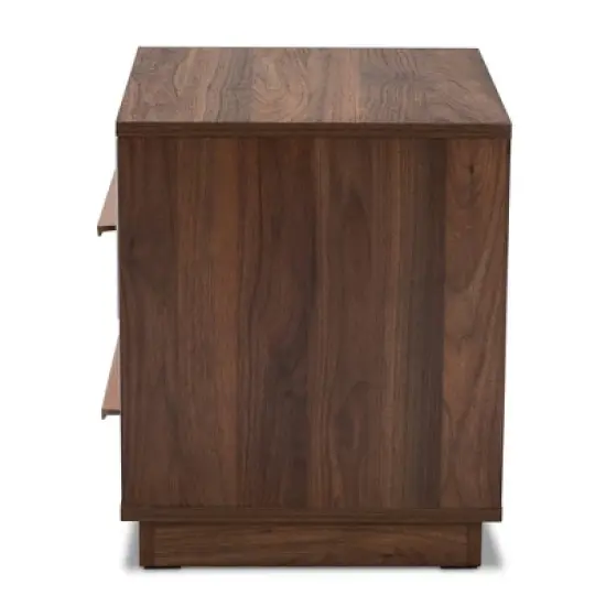 Mette Walnut Finished Wood Nightstand White - Baxton Studio image {5}