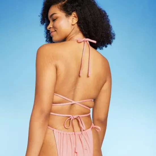 Women's Triangle Wrap Bikini Top - Wild Fable&trade; Pink Lurex image {1}