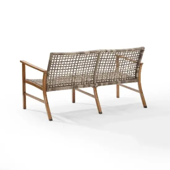 Ridley Outdoor Wicker & Metal Loveseat - Gray - Crosley image {3}