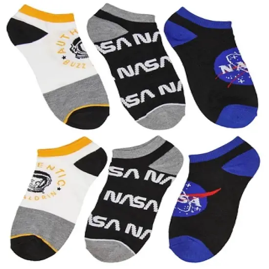 Buzz Aldrin NASA Themed No-Show Ankle Socks 5 Pair Set Multicoloured image {2}