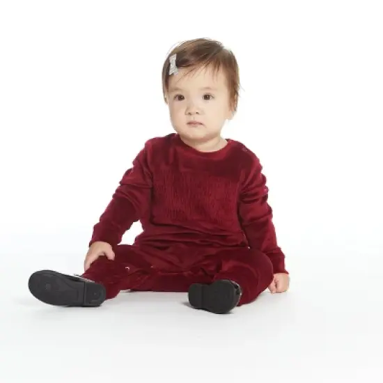 Andy & Evan Toddler  Girls Red Velvet Romper w/Headband, Size 12-18 Months image {1}