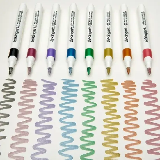 KINGART Acrylic Brush Tip Markers, 24 Metallic Colors image {8}