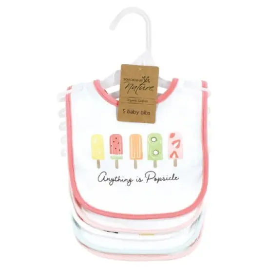 Touched by Nature Infant Girl Organic Cotton Bibs, Popsicle, One Size image {1}