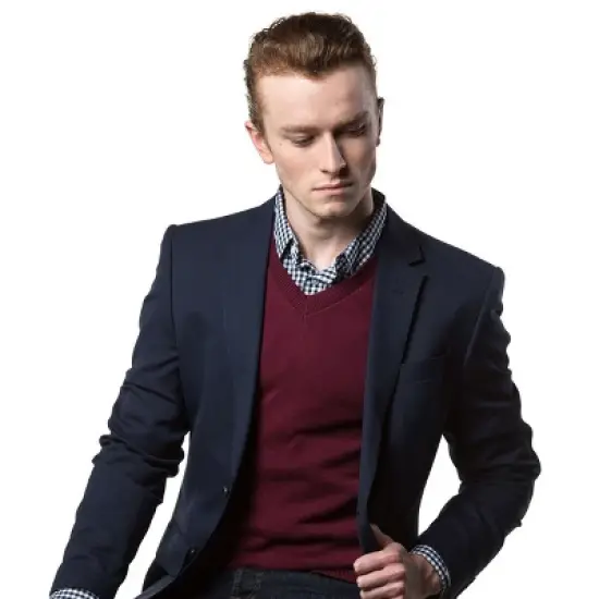 Gallery Seven | Men's Autumn Lightweight V-Neck Sweater image {2}