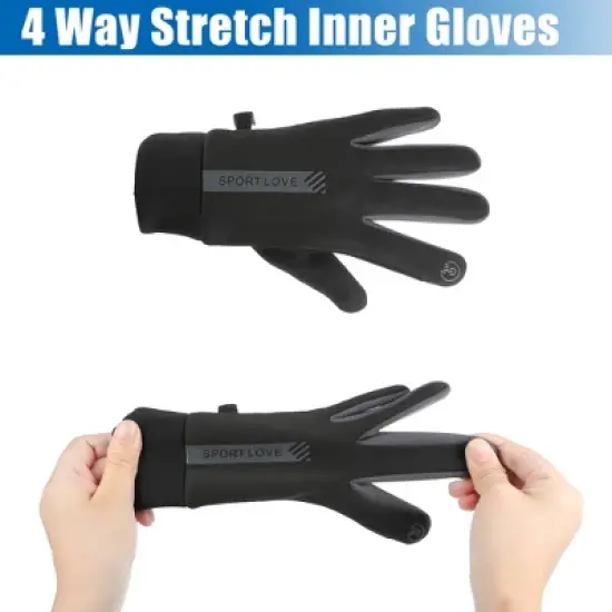 Unique Bargains Riding Warm Gloves Waterproof 4 Way Stretch Inner Gloves 1 Pair image {5}
