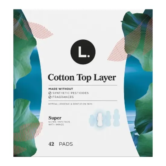 L. Organic Cotton Top Layer Ultra Thin Pads - Super Absorbency - 42ct image {11}