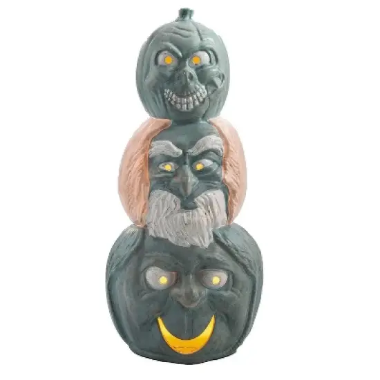 Seasons Halloween Light Up Hitchiking Ghosts Pumpkin Stack - Orange image {1}