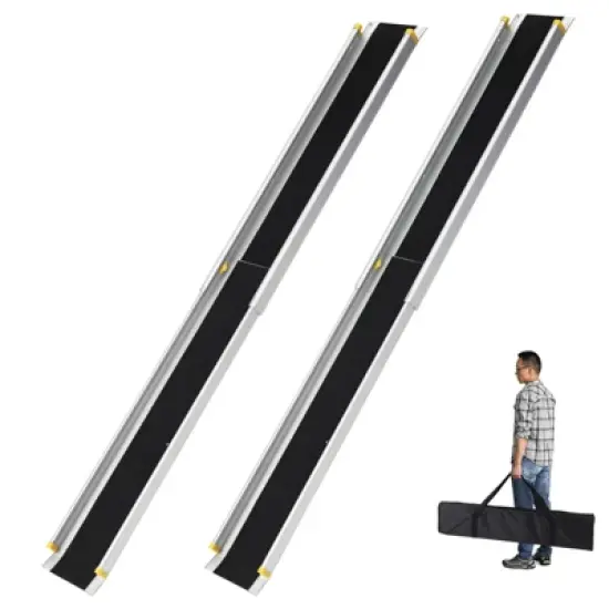 Telescoping Wheelchair Ramp for Home Steps, Aluminum Portable Wheelchair Ramps with Carrying Bag, Weight Capacity 600 LBS,1 Pair image {7}