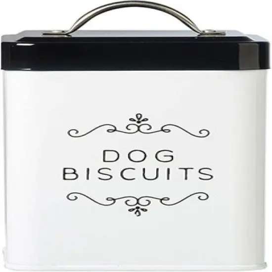 Amici Pet Treat Storage, Sparky Bone Appetit, Dog Biscuits, & Good Dog Metal Storage Canister, White & Black Push Top Lid, Set of 3,36 oz. image {4}