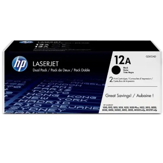 HP 12A 2-pack Black Original LaserJet Toner Cartridges, ~2,000 pages, Q2612D image {6}