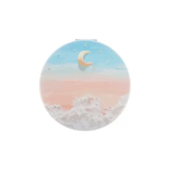 Unique Bargains Round Hand-drawn Makeup Mirror Blue Pink 1 Pc image {3}