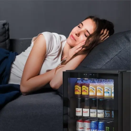 Yeego 141 Cans Beverage Cooler, Freestanding Beverage Refrigerator with Glass Door, Adjustable Shelving image {10}