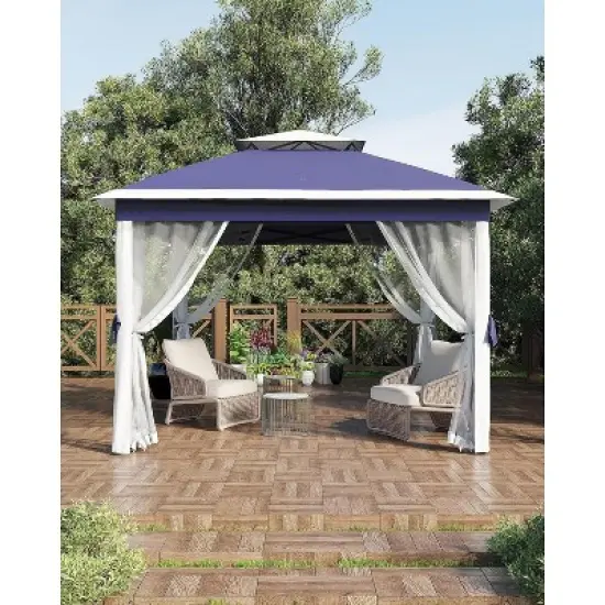 11x11ft Pop-Up Gazebo with Mosquito Net, Waterproof & UV-Resistant, Easy Setup image {9}