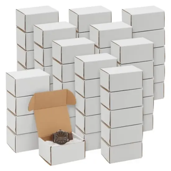 Stockroom Plus 50-Pack White Kraft Corrugated Mailer, Small Shipping Boxes Mailing Box (3 x 4 x 2 in) image {4}