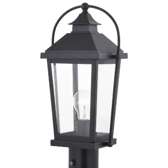 VAXCEL Lexington 1 Light Dusk to Dawn Black Outdoor Post Lamp Clear Glass image {7}