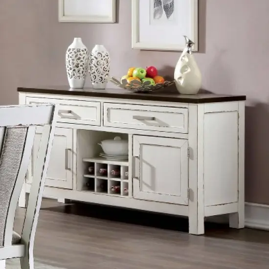 Redmond 2 Drawer Server Weathered White/Dark Walnut - HOMES: Inside + Out image {1}