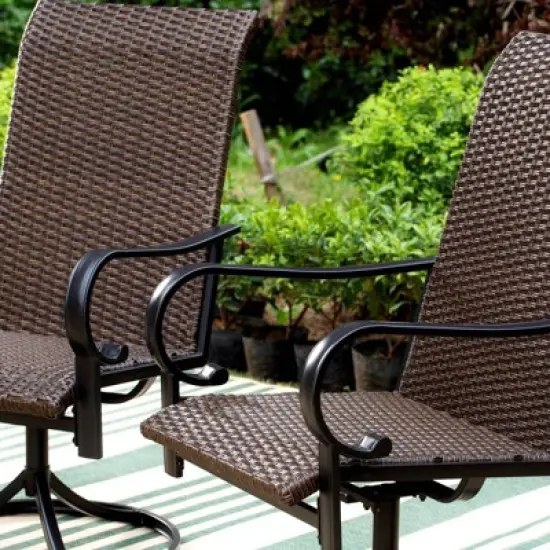 7pc Patio Dining Set with 360 Swivel Chairs & Rectangle Steel & Plastic Tabletop - Captiva Designs image {11}