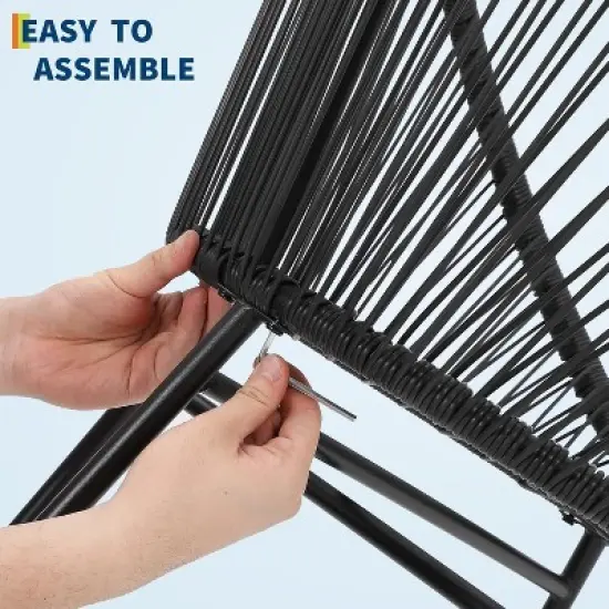 3-Piece Outdoor Seating Acapulco Chair, Modern Patio Furniture Set, Glass Top Table and 2 Chairs, Indoor and Outdoor Conversation Bistro Set image {7}