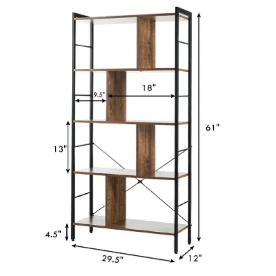 Costway 4-Tier Bookcase Industrial Bookshelf Floor Standing Storage Rack image {9}