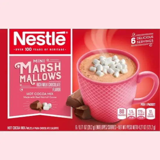 Nestle Hot Cocoa Mix, Mini Marshmallows, Rich Milk Chocolate, 8 Packets, 0.85 oz image {5}