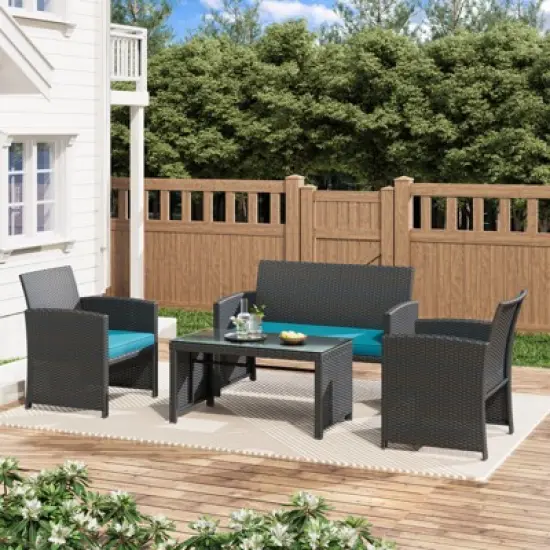 EROMMY 4 PCS Outdoor Seating Group with Cushions for 4 Person image {8}