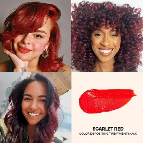 Overtone Scarlet Red Hair Mask- Semi-Permanent Hair Dye & Color Conditioner- Vegan, Ammonia-Free, Vibrant Red for Brown & Blonde Hair image {4}