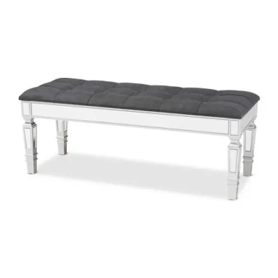 Hedia Fabric Upholstered and Wood Accent Bench - Baxton Studio image {9}