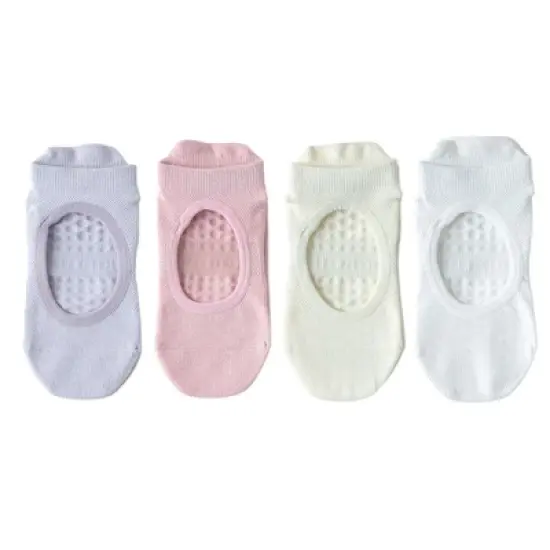 Anna-Kaci 4 Pairs Women's Non-Slip Yoga Socks Soft Cotton Grip Sole Low-Cut Design with Arch Ventilation for Pilates Barre image {8}