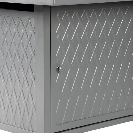 Oakland Living Aluminum Rectangle 55000 BTUs Propane Textured Weave Design Outdoor Patio Dining Table Gray image {5}