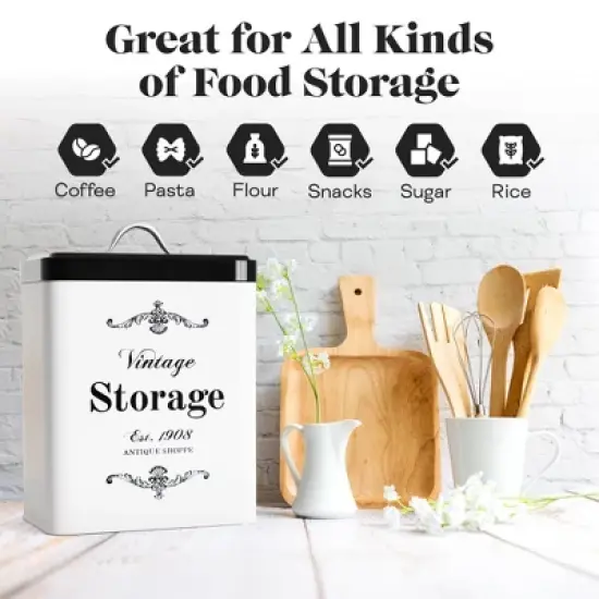 Amici Home Antique Shoppe Large Rectangular Canister - 208 Oz Aluminum Food Storage with Airtight Silicone Gasket & Handle Lid, BPA Free image {5}