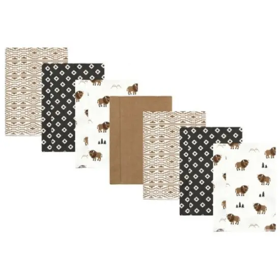 Hudson Baby Cotton Flannel Burp Cloths, Wild Buffalo 7 Pack, One Size image {6}