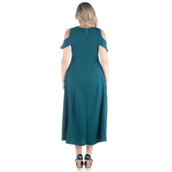 Ruffle Cold Shoulder A Line Maxi Plus Size Dress image {2}