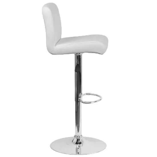 Emma and Oliver Swivel Rolled Seat Adjustable Height Barstool with Chrome Base image {7}