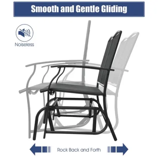 Costway Patio Glider Rocking Bench Double 2 Person Chair Loveseat Garden Grey\Black image {6}